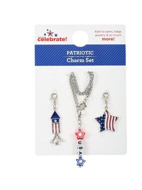 Way to Celebrate Charm Set - 3 Charms  - USA Themed - Bag Charms